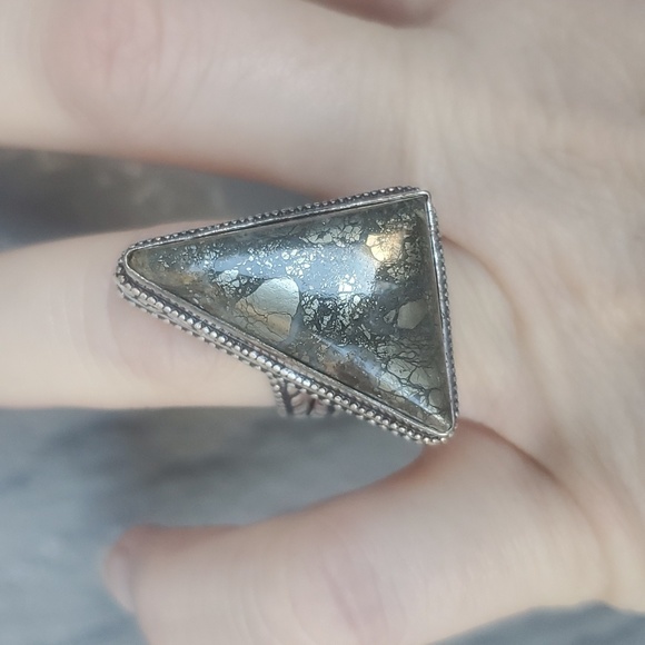 New Pyrite Agate 925 Silver Ring. - Picture 9 of 16